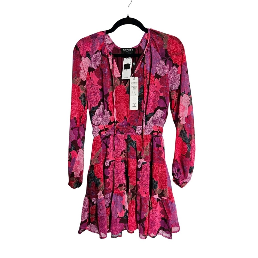 MinkPink Lexie Floral Ruffle Mini Dress Women's Sz XS Coquette Feminine Flirty